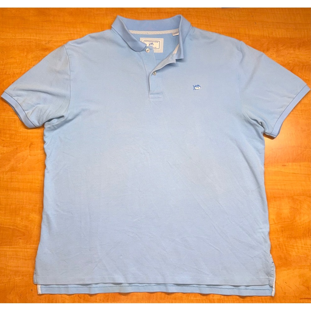 Southern Tide Skipjack Polo Shirt Mens XL Light Blue Cotton Pique Short Sleeve